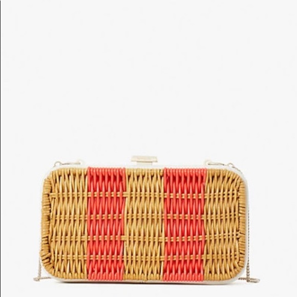 Authentic KATE SPADE Leather/Straw clutch/Crosby - Picture 7 of 16